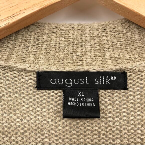 August Silk Knit tie Front Cardigan Beige Light Brown Size XL - Picture 2 of 6